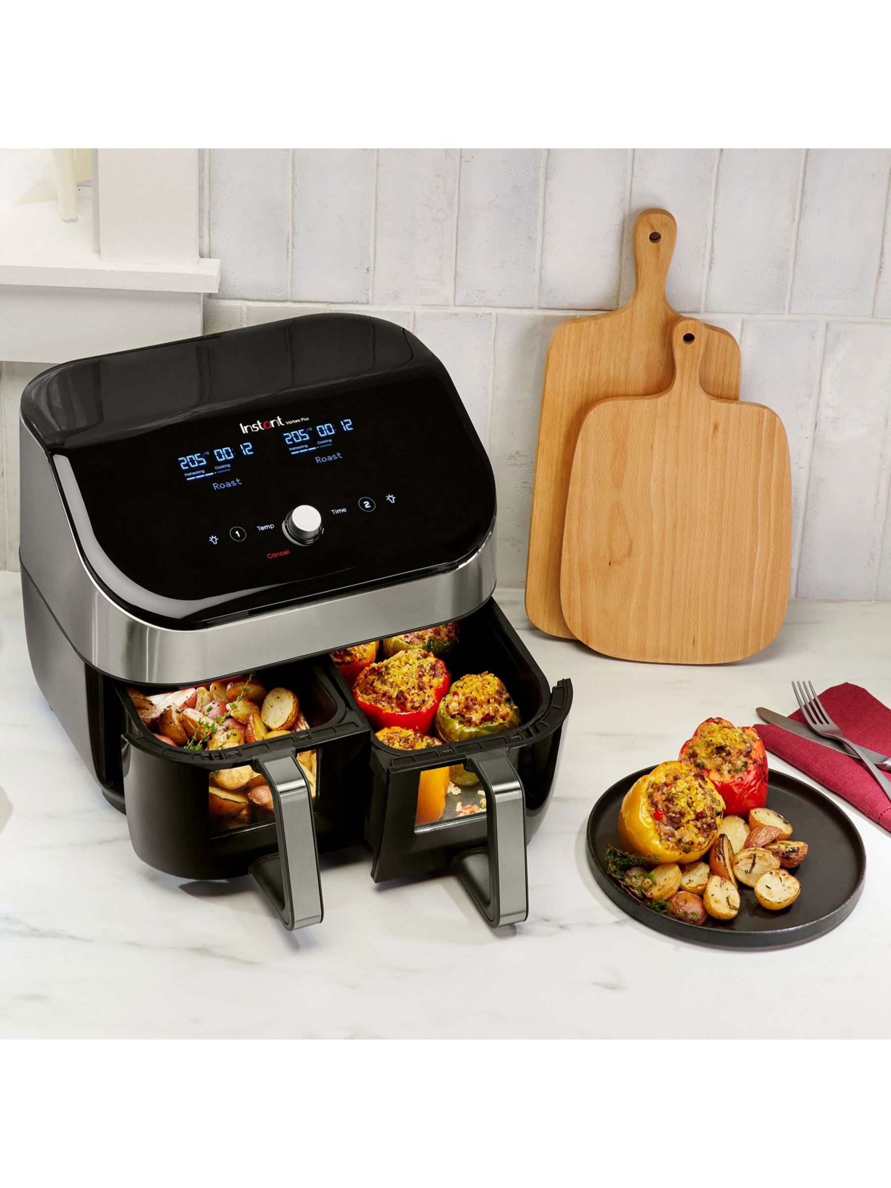 Instant Vortex Plus ClearCook Dual Baskets Air Fryer, 7.6L, Stainless Steel