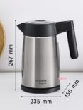 Bosch DesignLine Ergo TWK5P480GB Stainless Steel Cordless Kettle, 1.7L, Silver