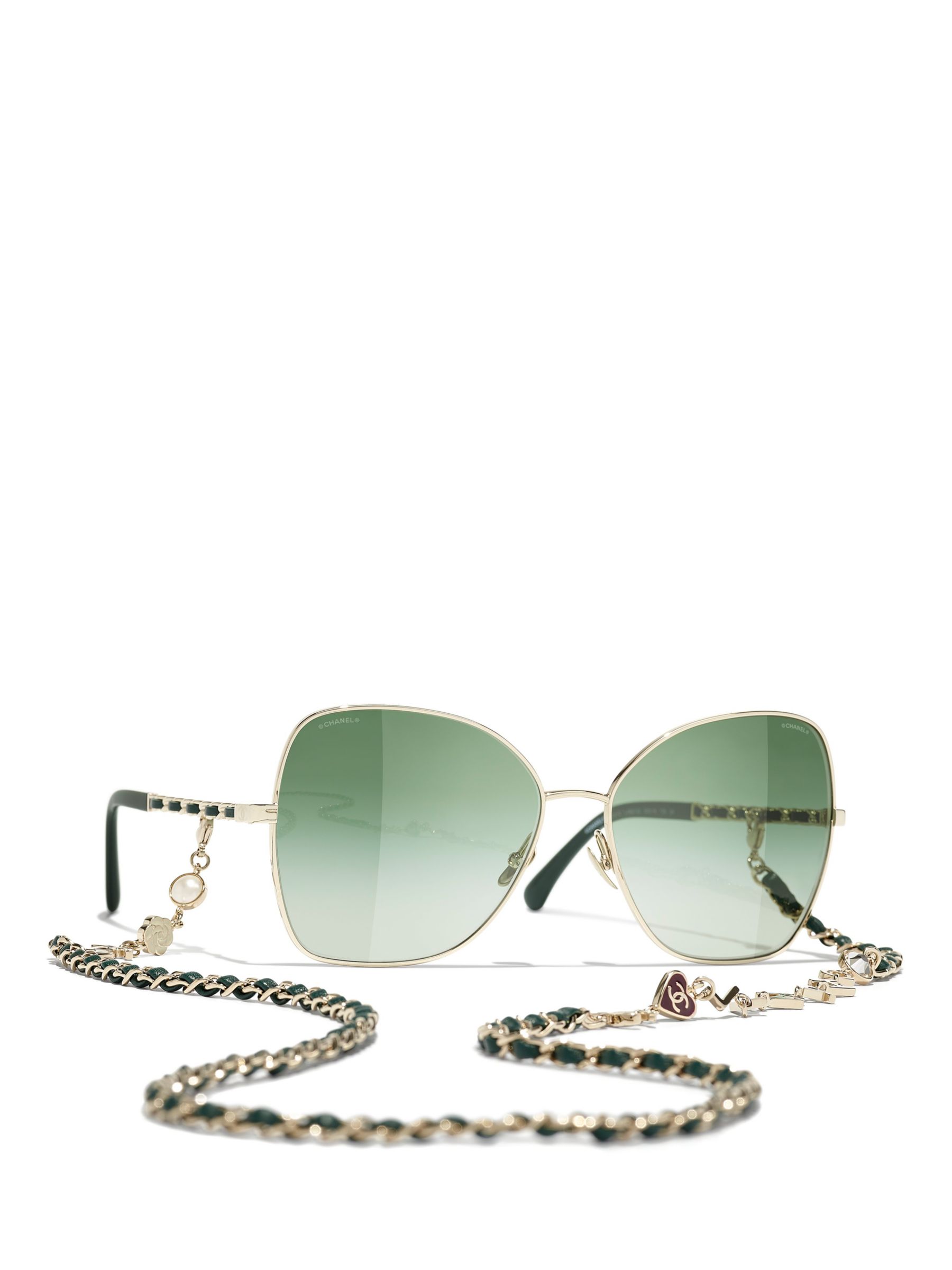 CHANEL Irregular Sunglasses CH4274Q Pale Gold/Green Gradient at John Lewis  & Partners