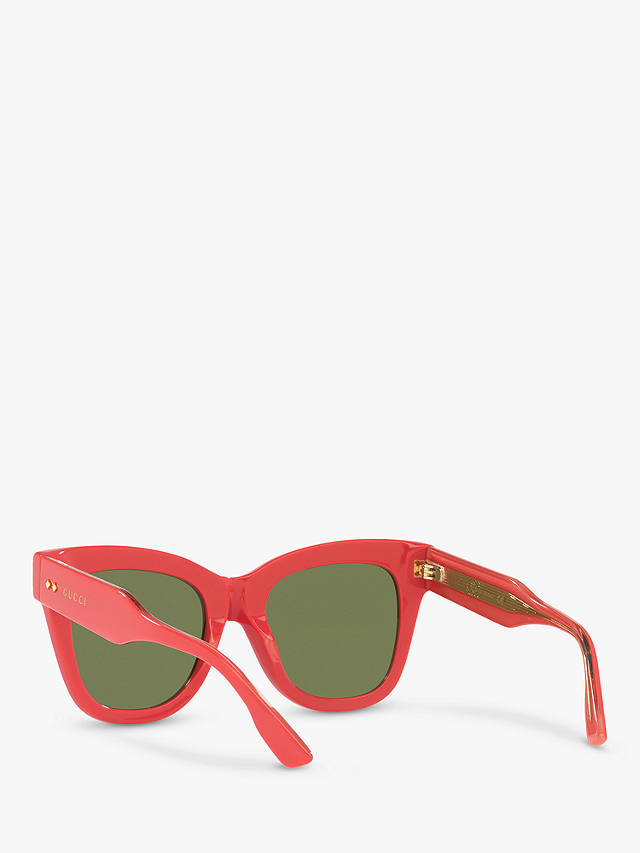 Gucci GG1082S Women's Cat's Eye Sunglasses, Coral/Green