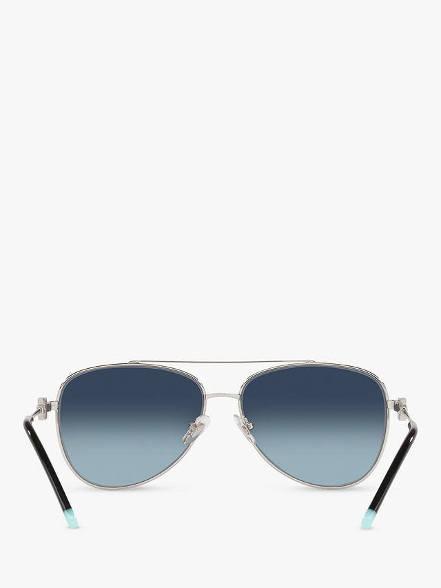 Tiffany & Co TF3080 Women's Polarised Aviator Sunglasses, Silver/Blue Gradient