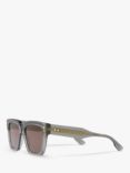 Gucci GG1084S Unisex Rectangular Sunglasses, Grey/Brown