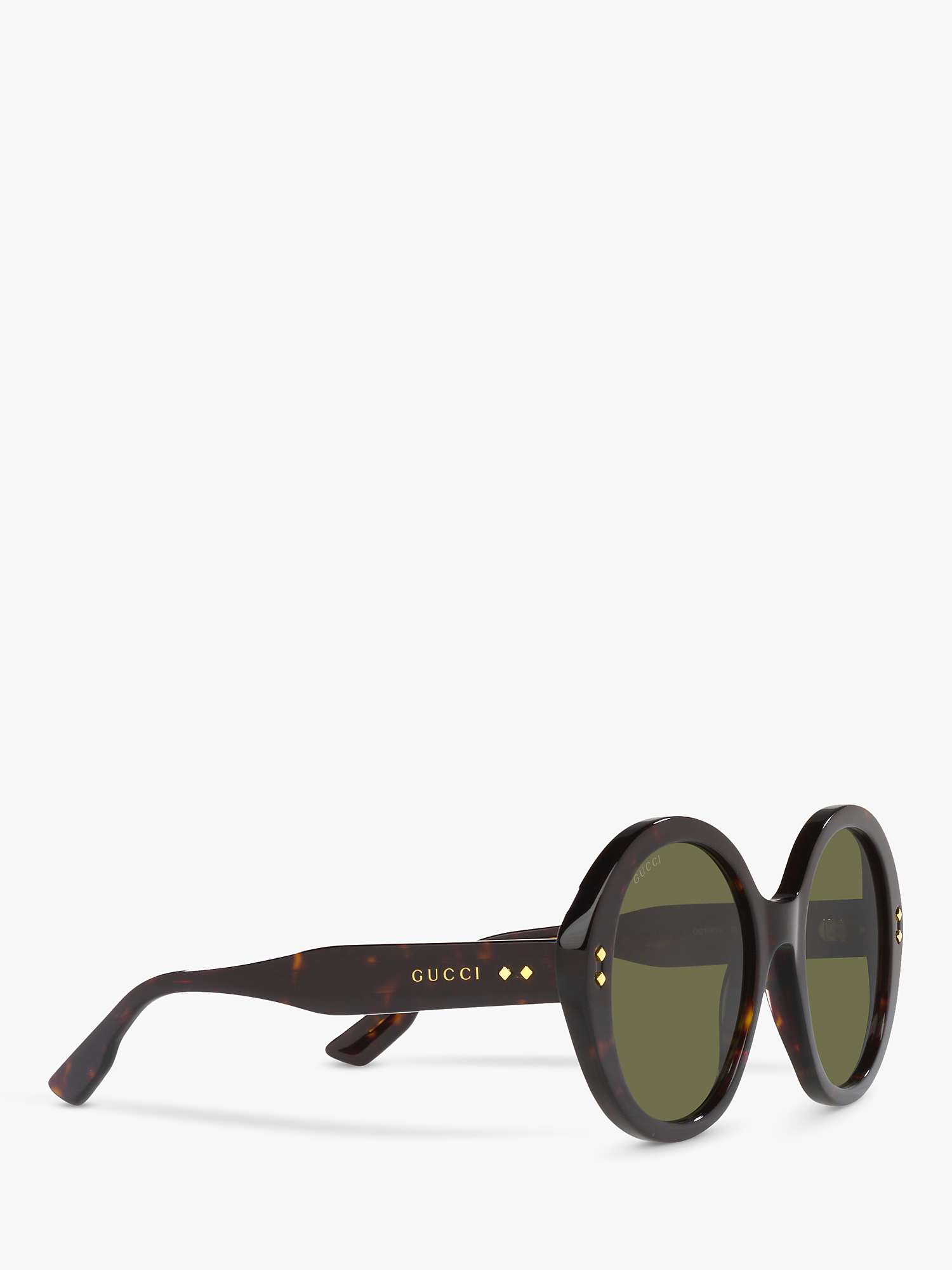 Buy Gucci GG1081S Unisex Round Sunglasses, Tortoise/Green Online at johnlewis.com