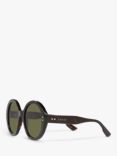 Gucci GG1081S Unisex Round Sunglasses, Tortoise/Green