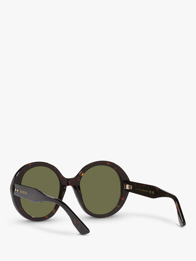 Gucci GG1081S Unisex Round Sunglasses, Tortoise/Green