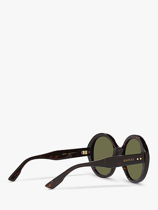 Gucci GG1081S Unisex Round Sunglasses, Tortoise/Green