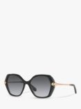 BVLGARI 0BV8241KB Women's Polarised Butterfly Sunglasses, Black On Emerald/Grey Gradient