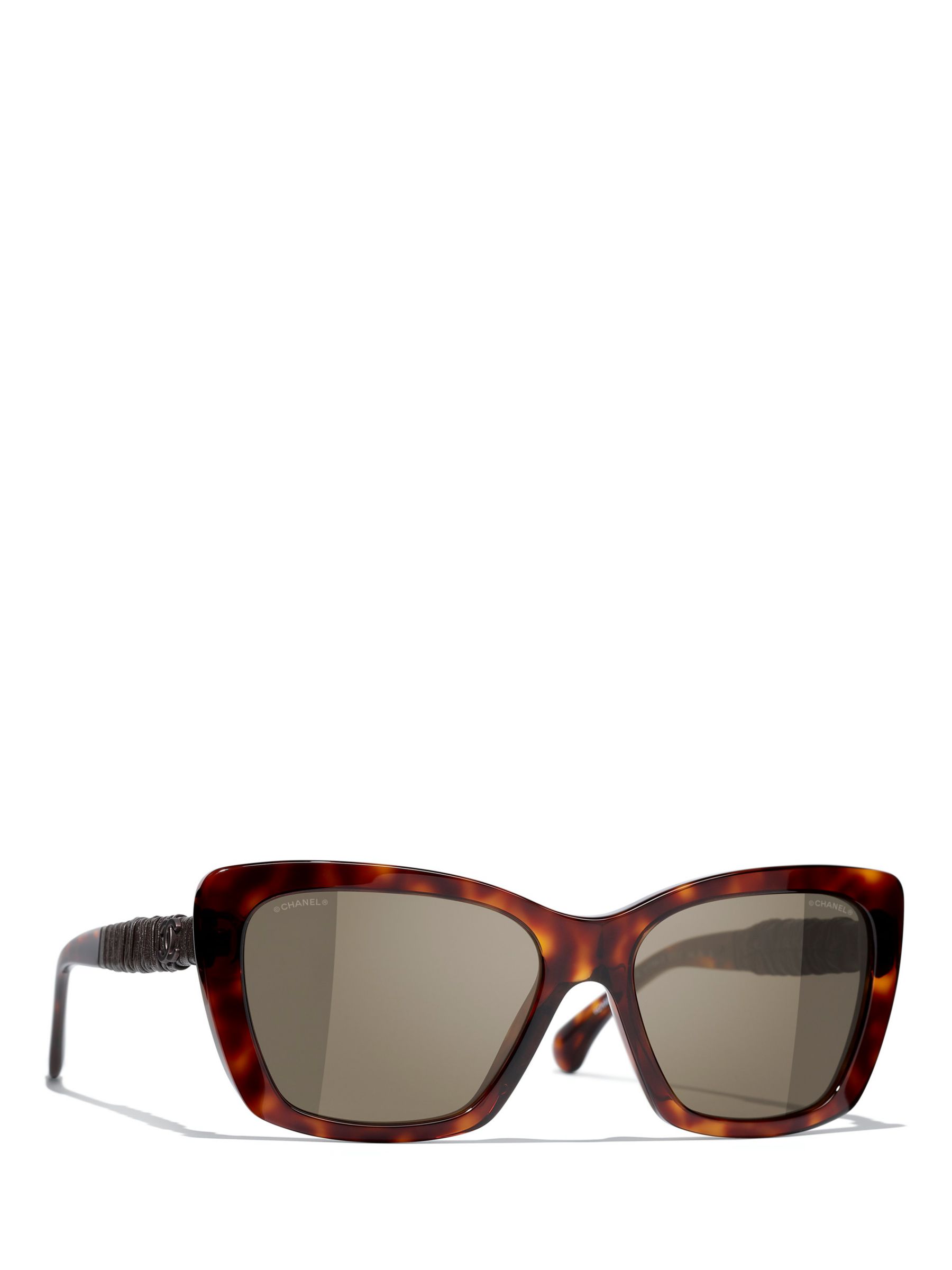 CHANEL Irregular Sunglasses CH5476Q Havana/Brown at John Lewis & Partners
