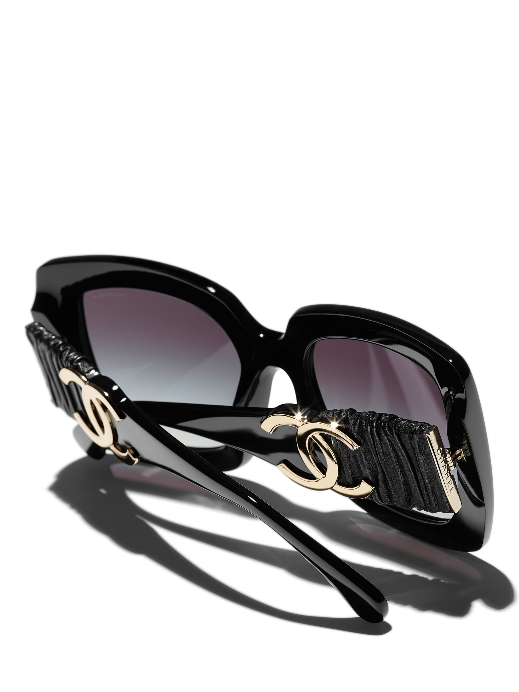 CHANEL Rectangular Sunglasses CH5474Q Black/Blue Gradient at John Lewis &  Partners