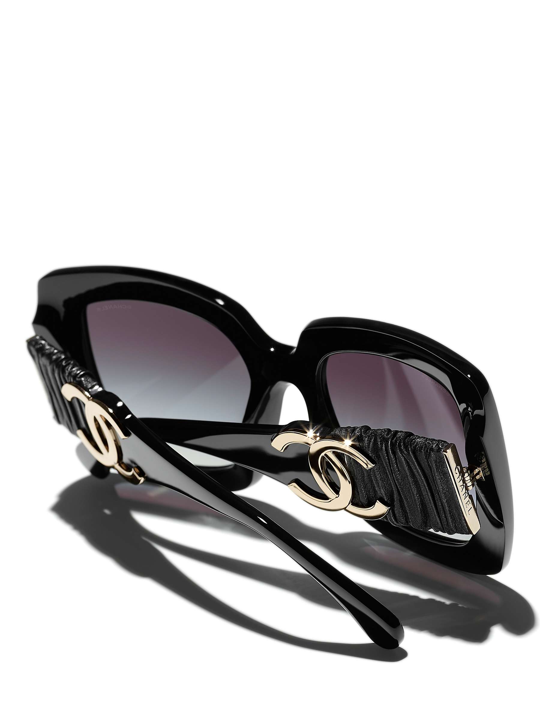 Buy CHANEL Rectangular Sunglasses CH5474Q Black/Blue Gradient Online at johnlewis.com