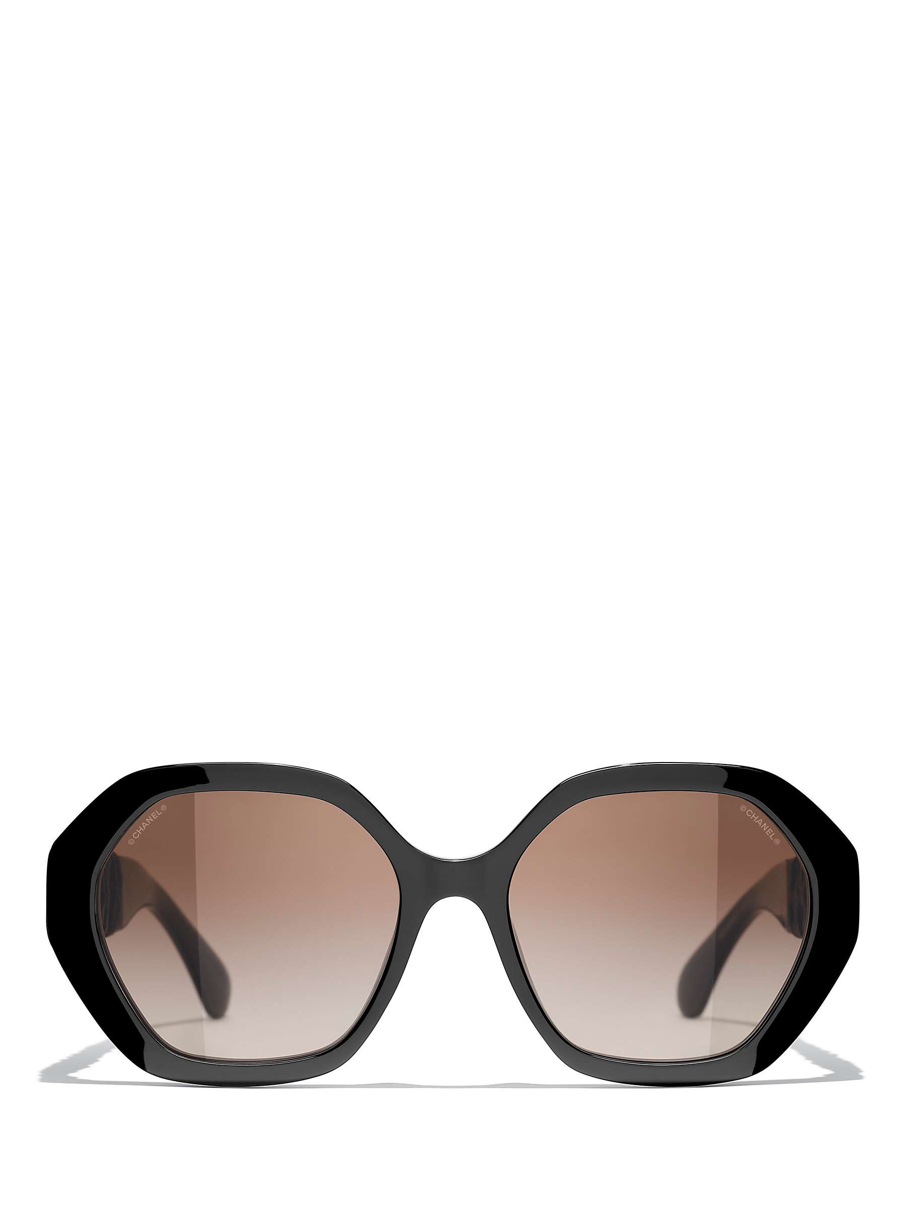 Buy CHANEL Irregular Sunglasses CH5475Q Shiny Black/Brown Gradient Online at johnlewis.com