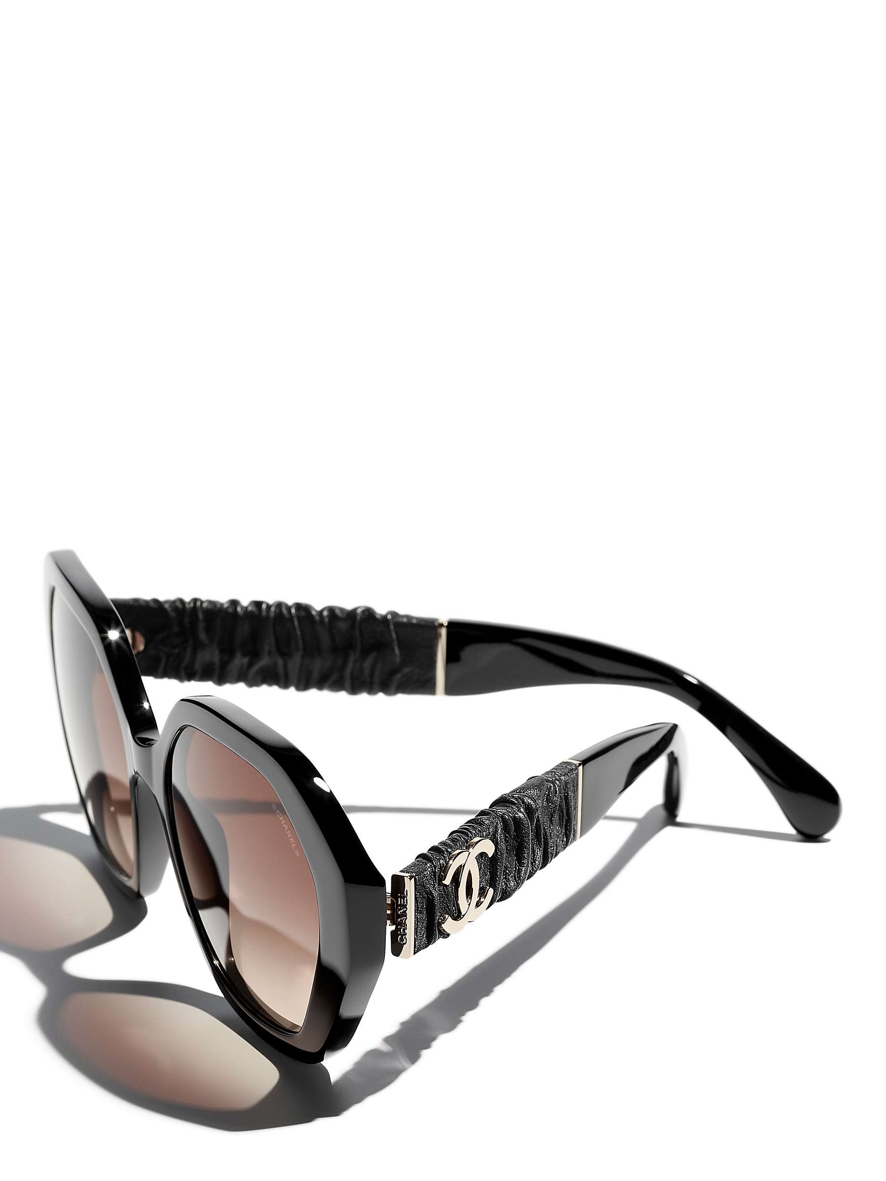 Buy CHANEL Irregular Sunglasses CH5475Q Shiny Black/Brown Gradient Online at johnlewis.com