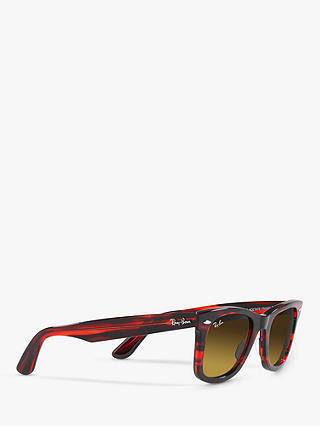 Ray-Ban RB2140 Unisex Wayfarer Sunglasses, Striped Red/Brown Gradient