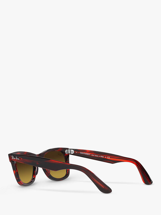 Ray-Ban RB2140 Unisex Wayfarer Sunglasses, Striped Red/Brown Gradient