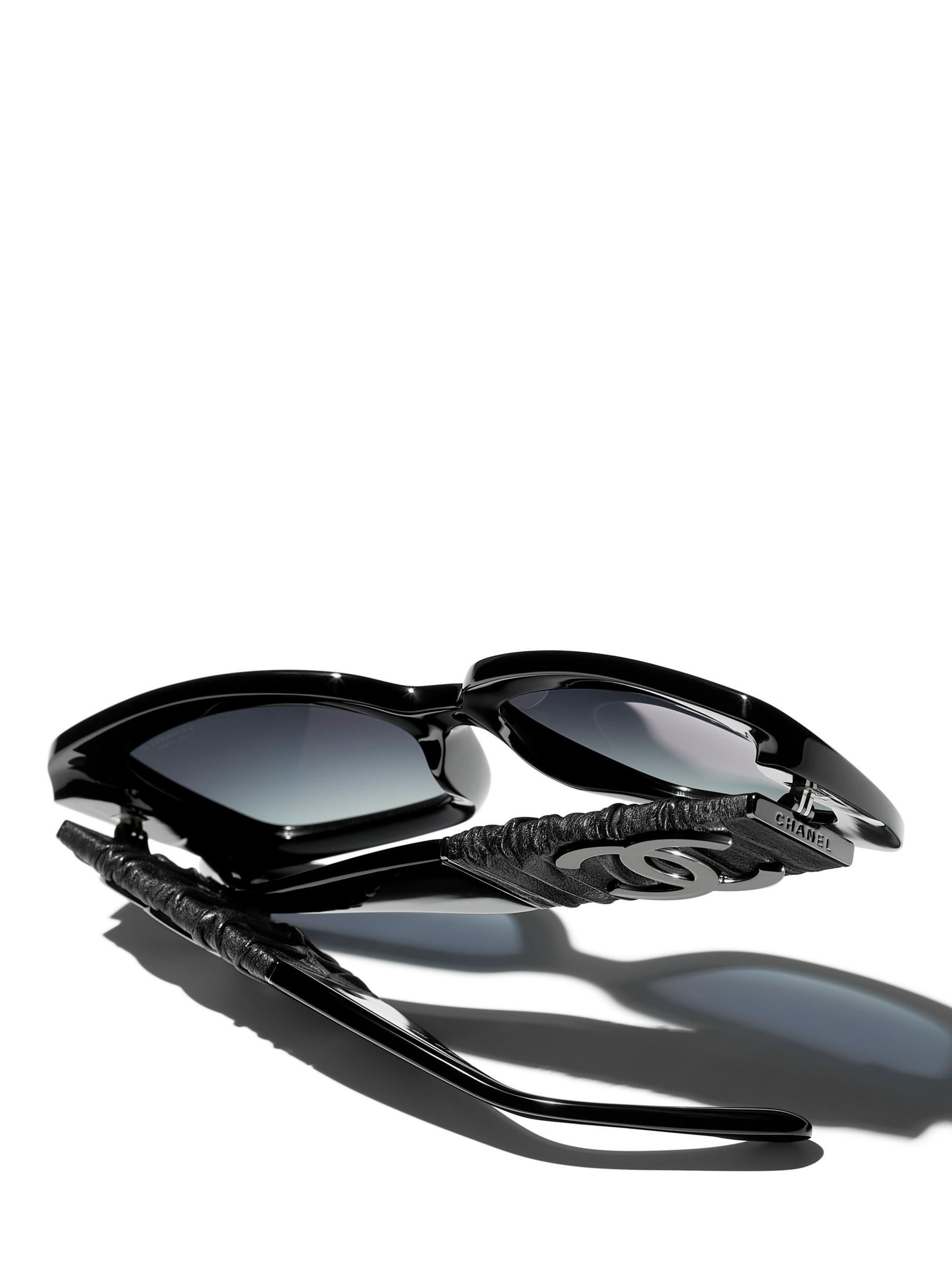 CHANEL Rectangular Sunglasses CH5473Q Black/Blue Gradient at John Lewis &  Partners