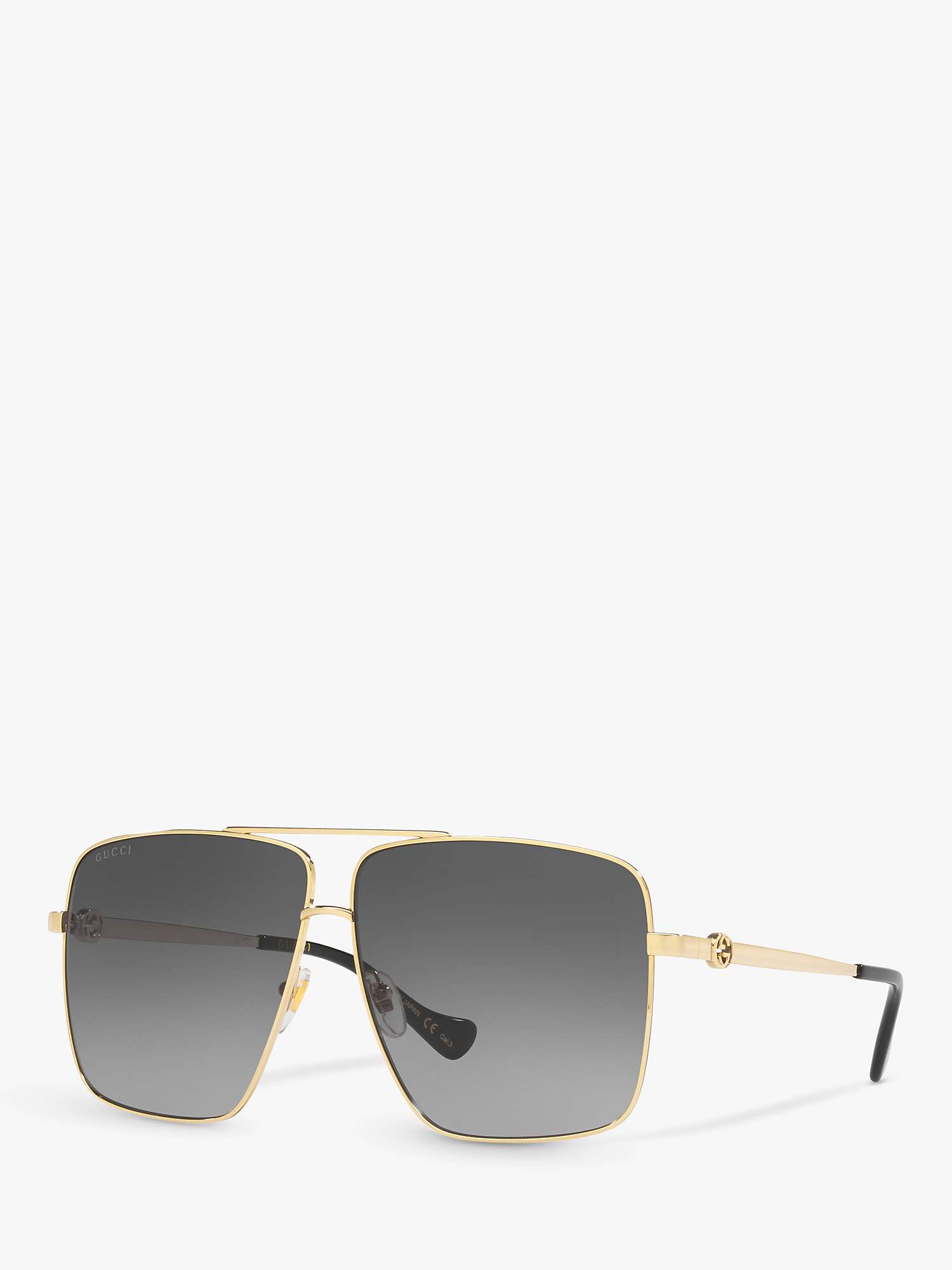 Gucci GG1087S Women's Aviator Sunglasses, Gold/Grey Gradient at John ...