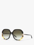 Chloé CH0105S Women's Irregular Sunglasses, Black/Green Gradient