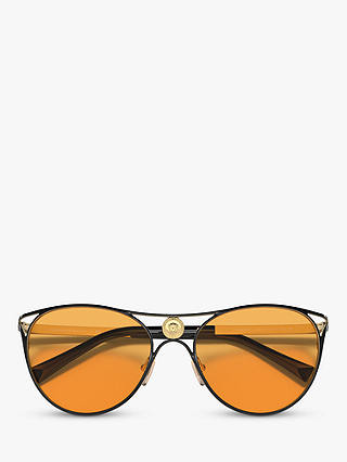Versace VE2237 Women's Cat's Eye Sunglasses, Black/Orange