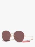 Gucci GC0016502 Women's Round Chain Detail Sunglasses, Gold
