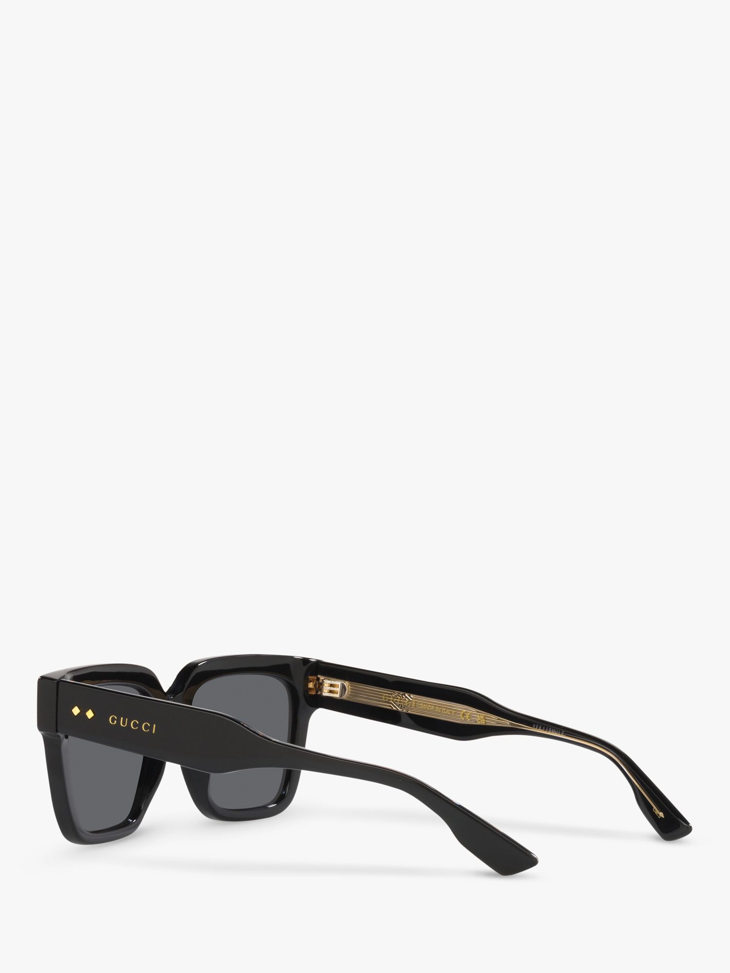 Gucci GG1084S Unisex Rectangular Sunglasses, Black/Grey at John Lewis ...