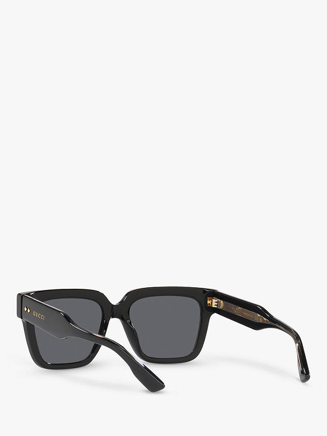Gucci GG1084S Unisex Rectangular Sunglasses, Black/Grey