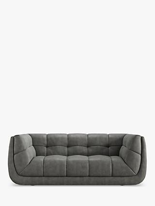 At The Helm Leo Large 2 Seater Leather Sofa, Limestone Leather