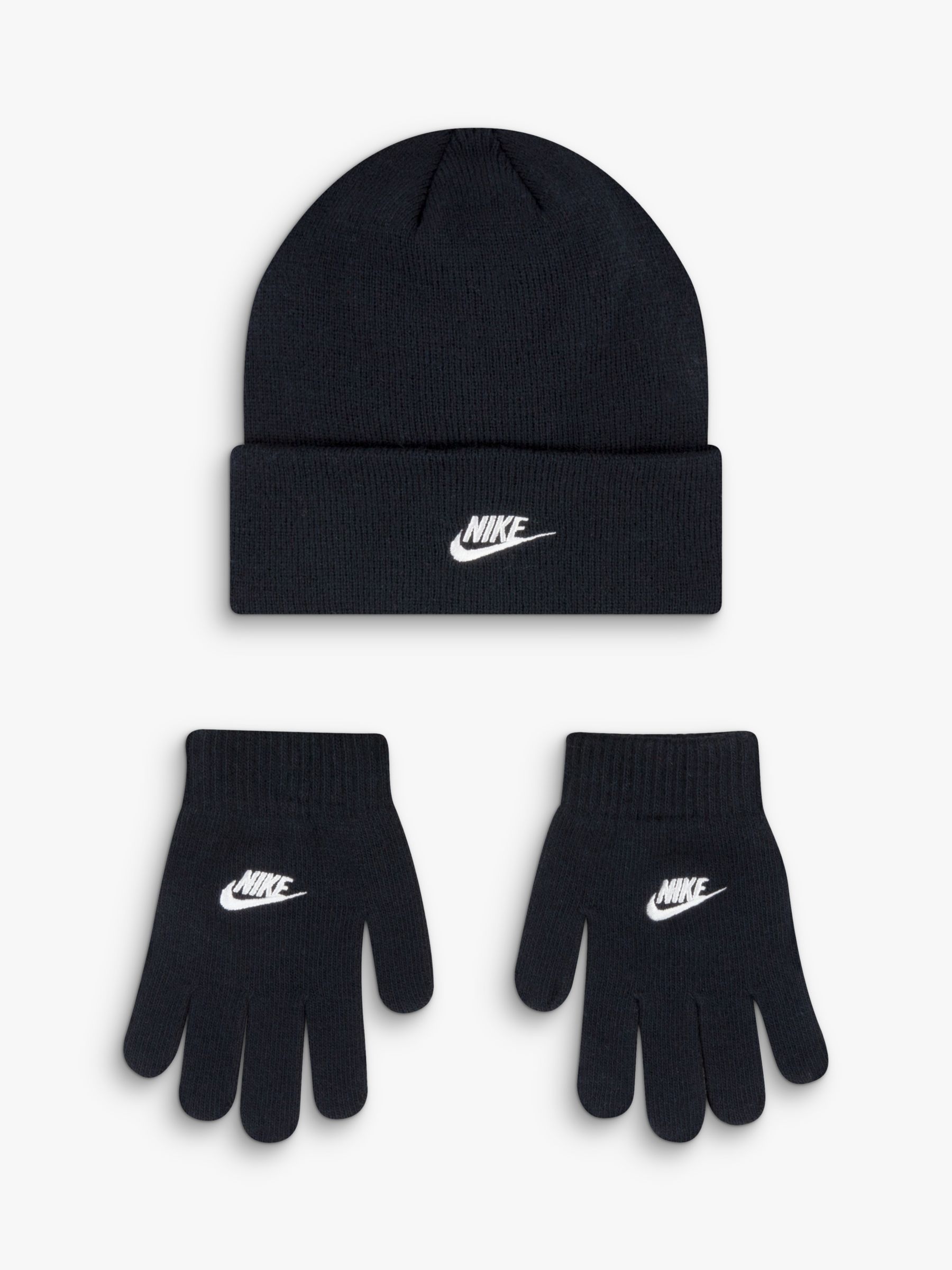 Nike Kids' Logo Beanie & Gloves Set, Black