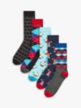 HS by Happy Socks Nautical Print Socks, Pack of 5, Multi