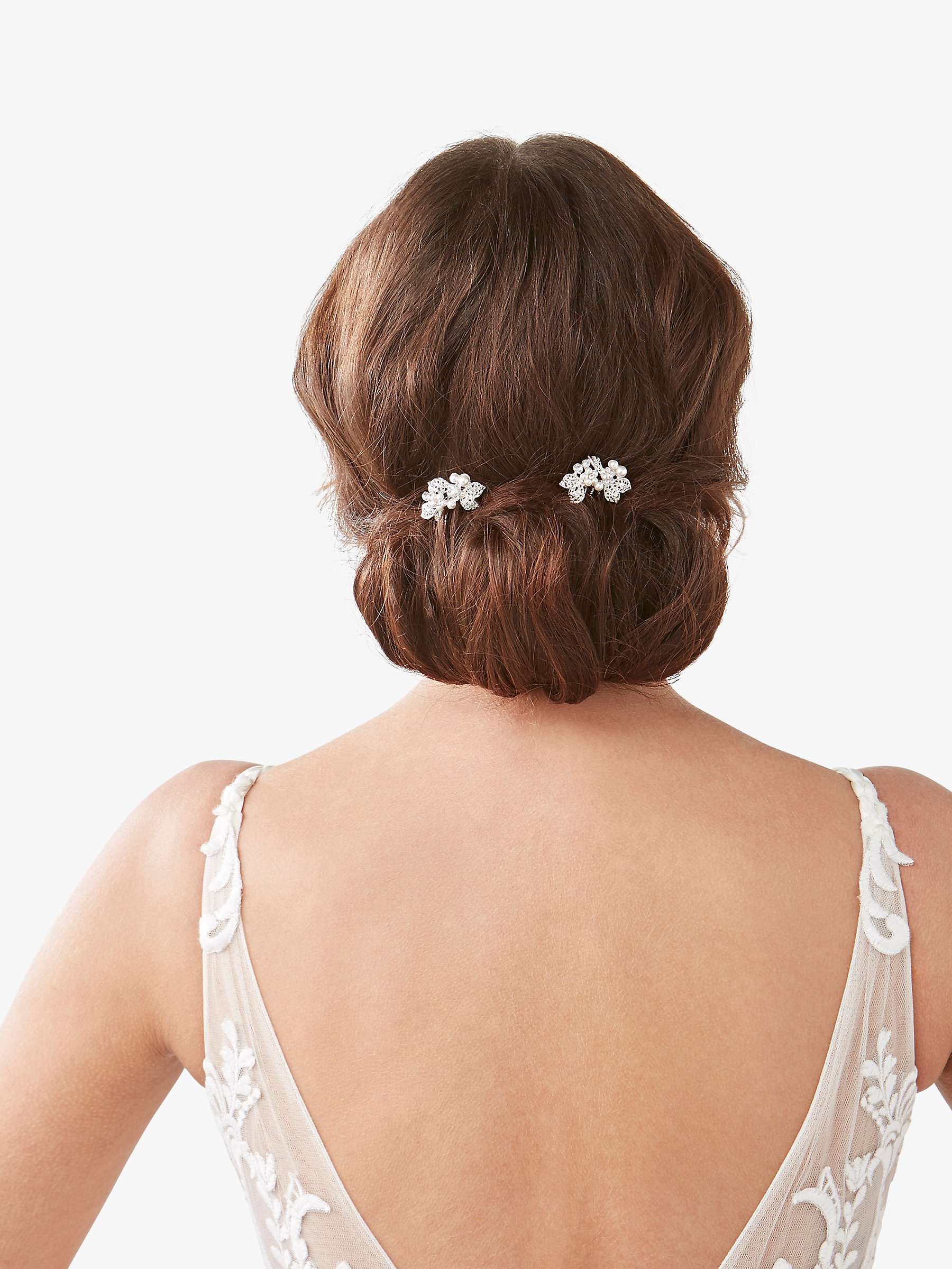 Buy Jon Richard Bridal Floral Pearl Hair Comb, Set of 2, Silver Online at johnlewis.com