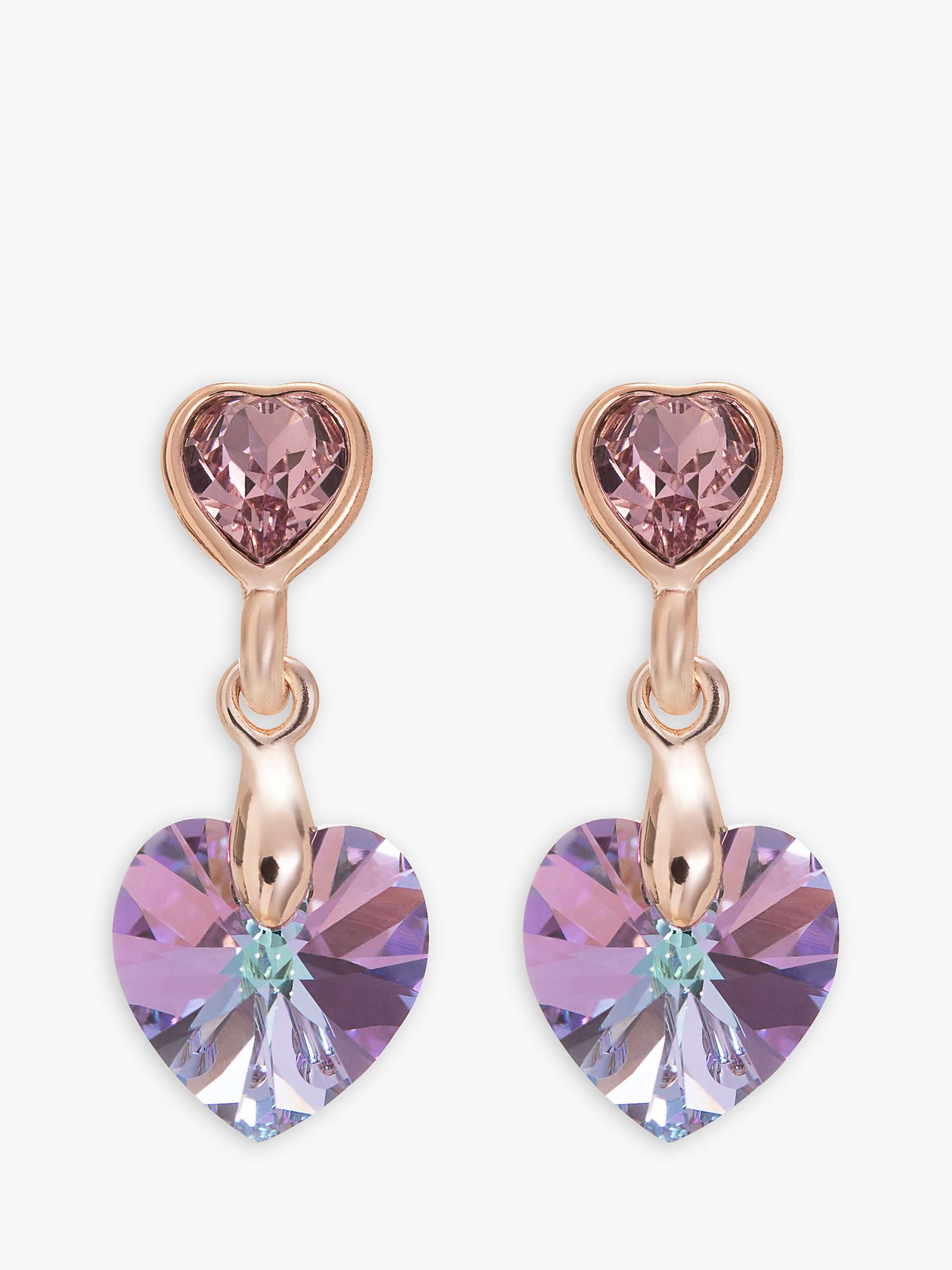 Buy Jon Richard Rose Gold Plated Crystal Heart Drop Earrings, Pink Online at johnlewis.com