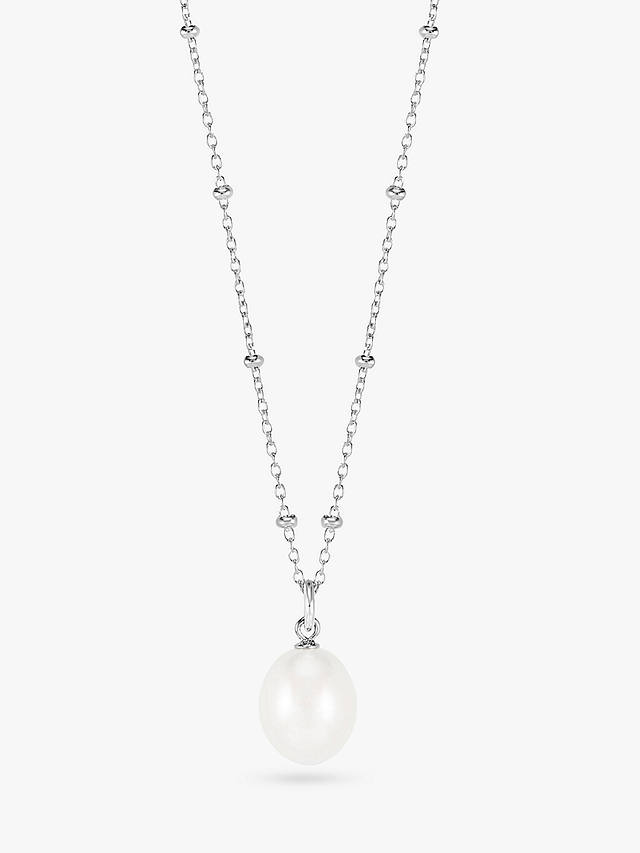 Dower & Hall Pearl Pendant Beaded Necklace, Silver
