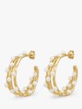 Dower & Hall Medium Triple Row Waterfall Pearl Hoop Earrings, Gold/White