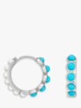 Dower & Hall Sterling Silver Stone Studded Hoop Earrings, Silver/Turquoise