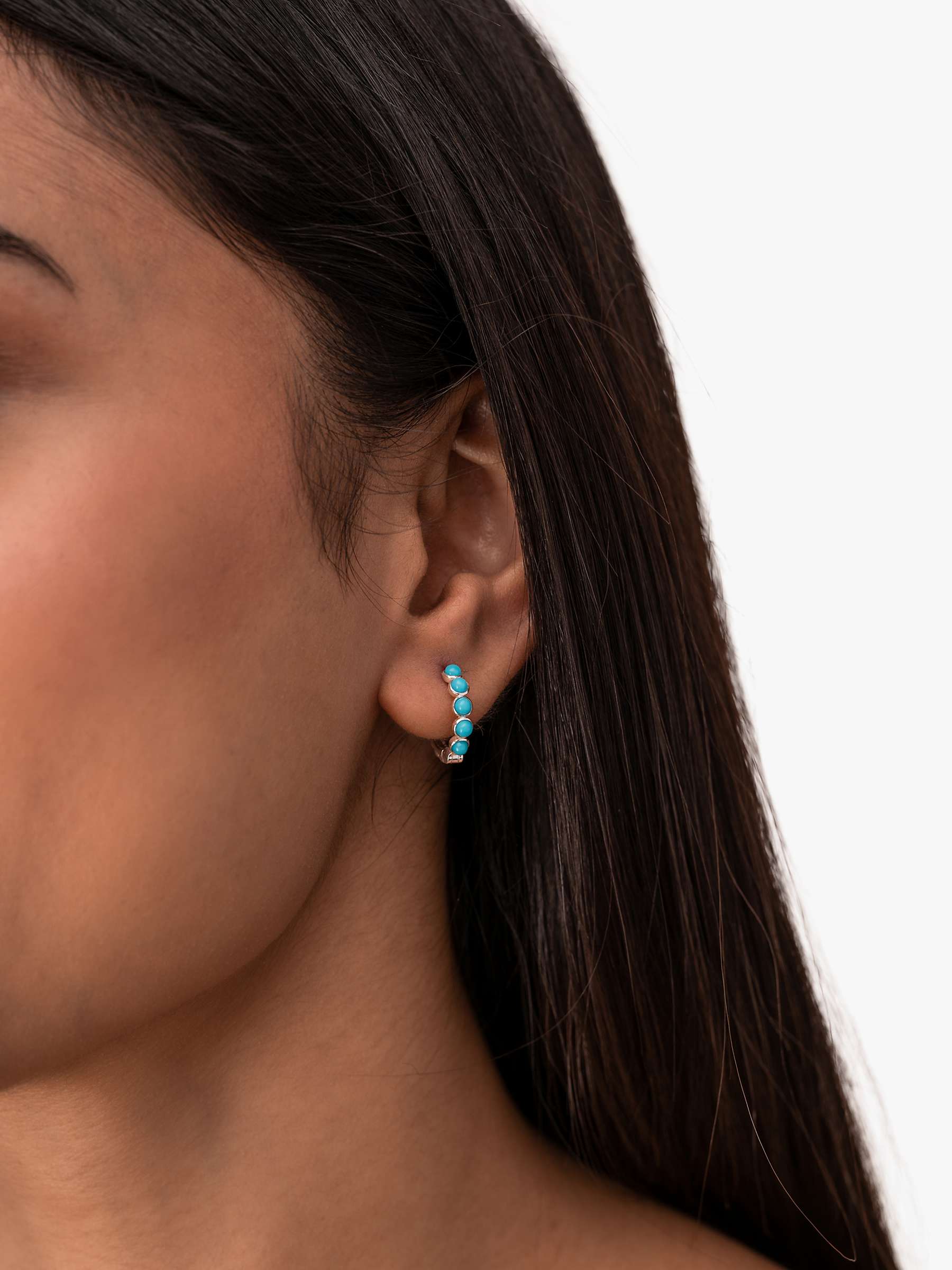 Buy Dower & Hall Sterling Silver Stone Studded Hoop Earrings, Silver/Turquoise Online at johnlewis.com