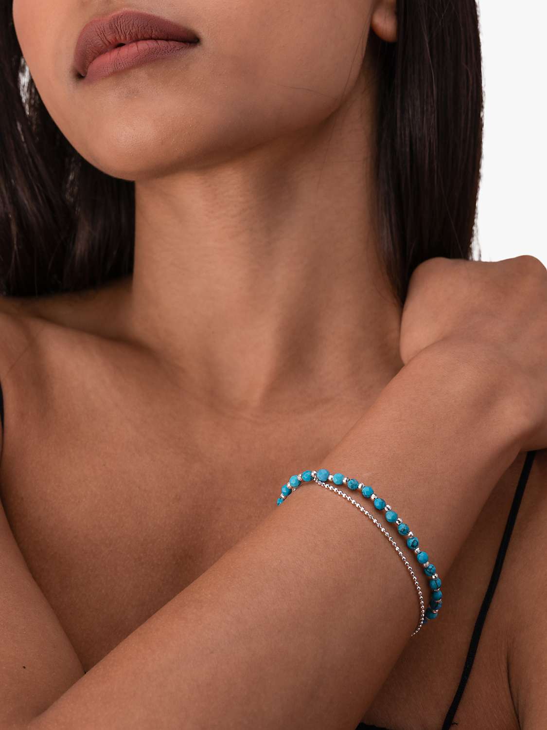 Buy Dower & Hall Serenity Orissa Beaded Bracelet, Silver/Turquoise Online at johnlewis.com
