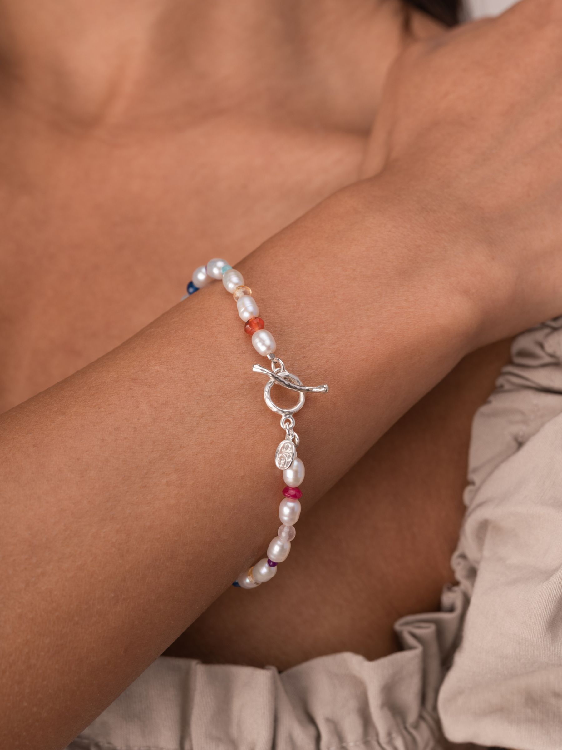 Buy Dower & Hall Carnival Mixed Stone Freshwater Pearl Bracelet, Silver/Multi Online at johnlewis.com