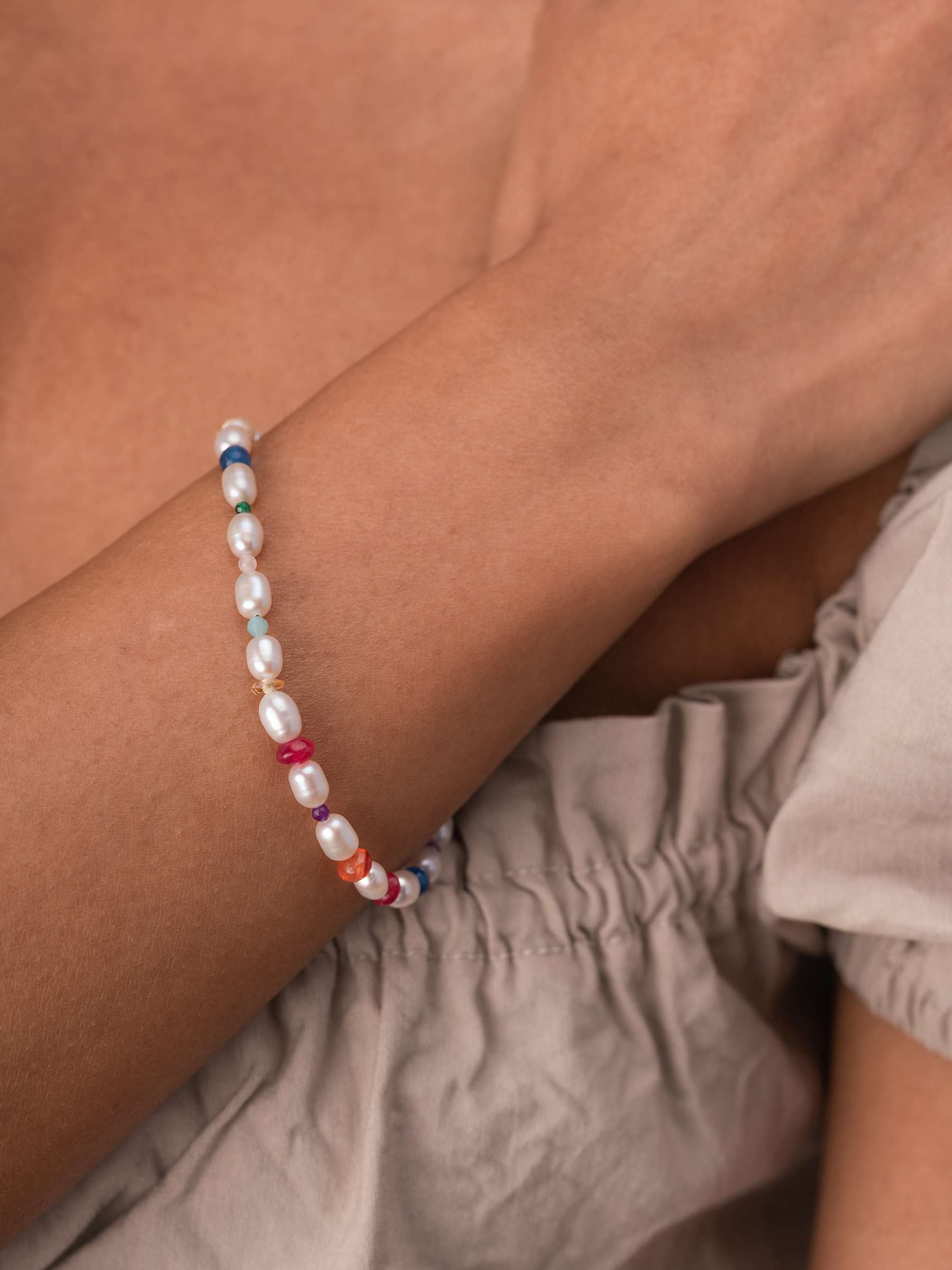 Buy Dower & Hall Carnival Mixed Stone Freshwater Pearl Bracelet, Silver/Multi Online at johnlewis.com