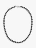 Dower & Hall Men's Halo Freshwater Pearl Collar Necklace, Black/Silver