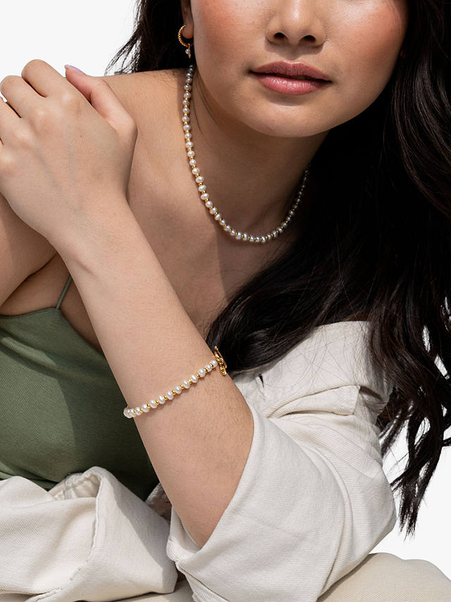 Dower & Hall Halo Freshwater Pearl Bracelet, Gold