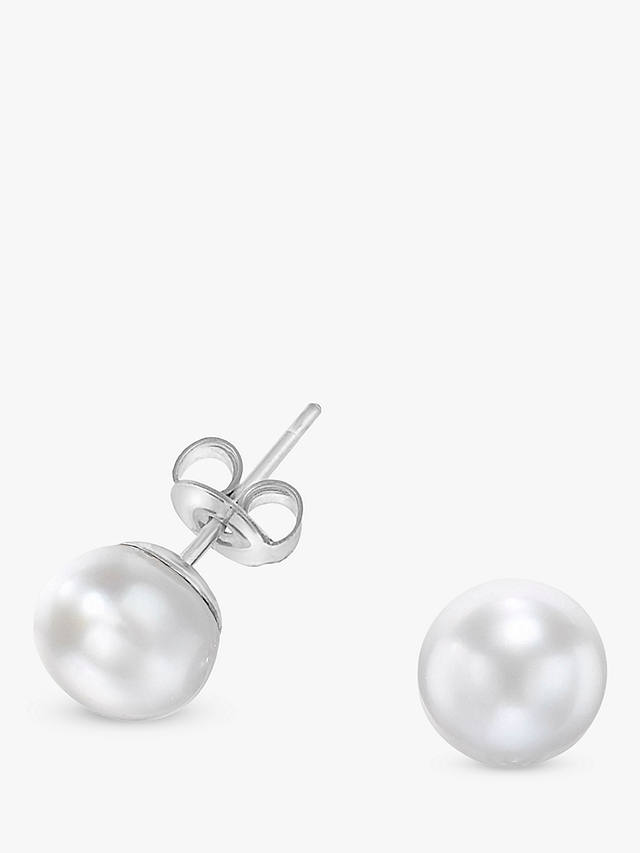 Dower & Hall Freshwater Pearl Stud Earrings, White/Silver