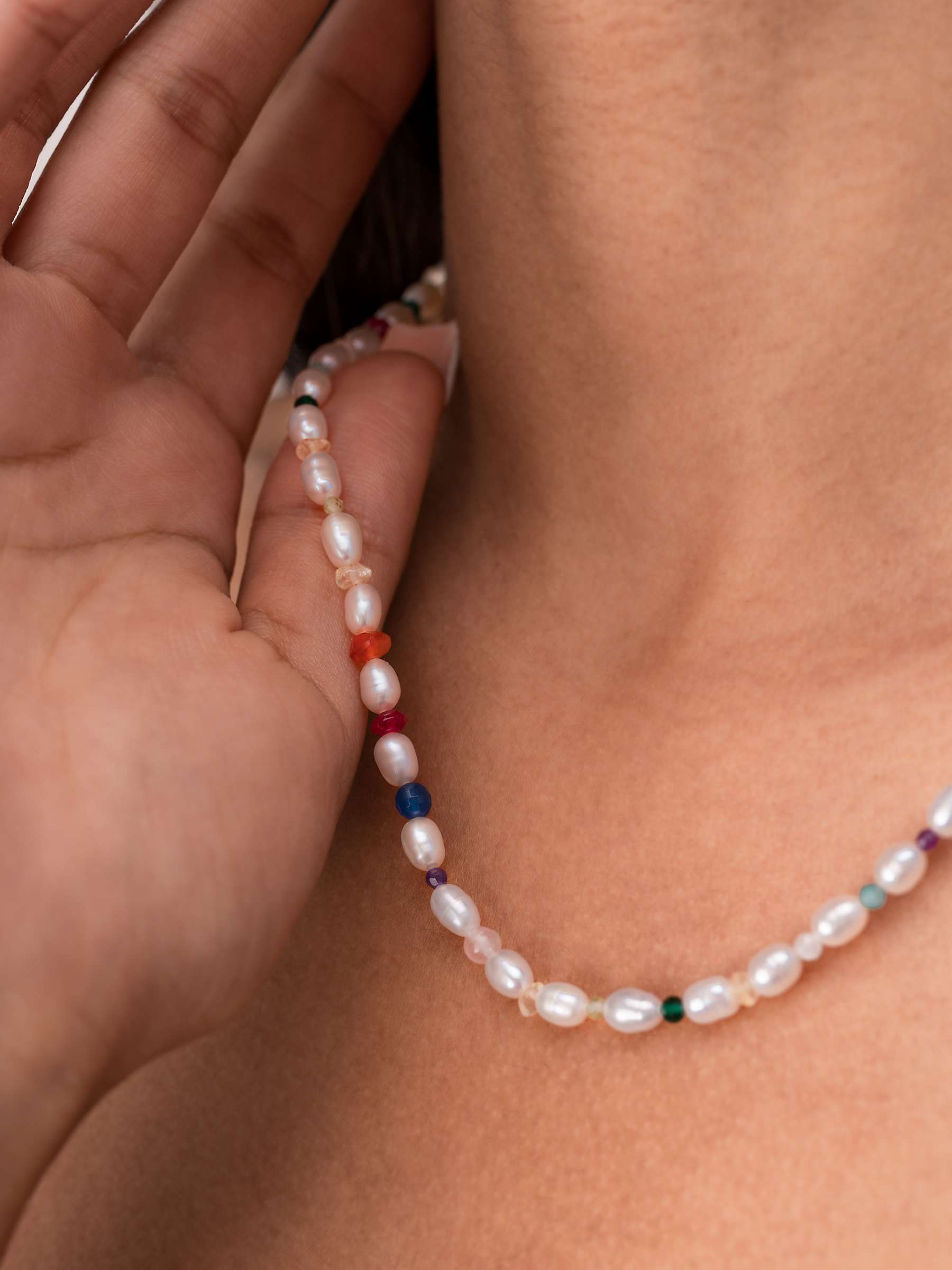 Buy Dower & Hall Carnival Mixed Stone Freshwater Pearl Collar Necklace, White/Multi Online at johnlewis.com