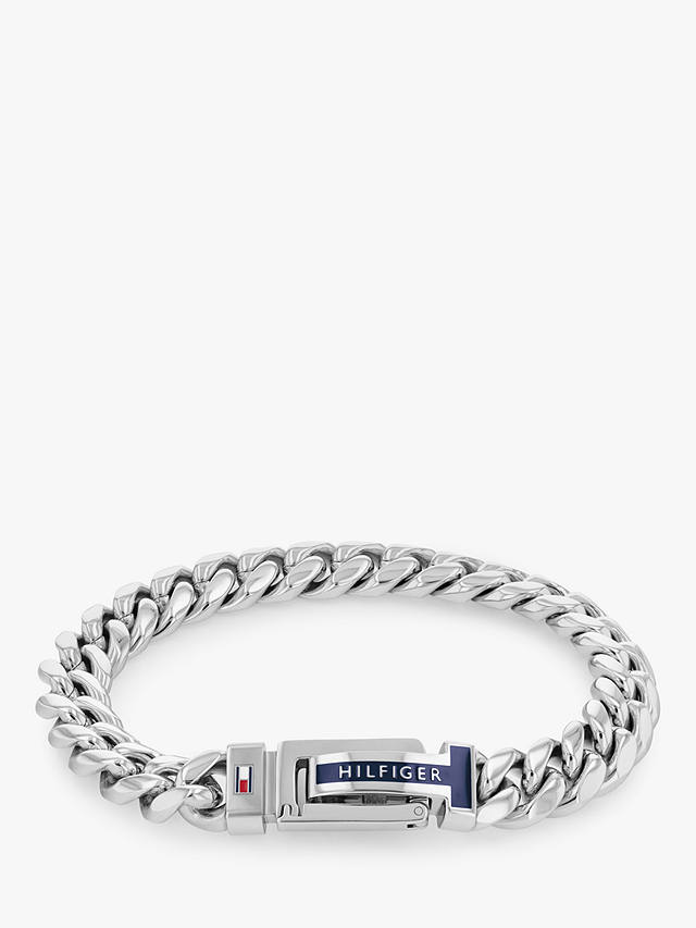 Tommy Hilfiger Men's Chain Logo Bracelet, Silver