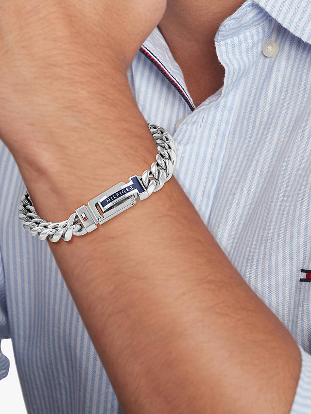 Tommy Hilfiger Men's Chain Logo Bracelet, Silver