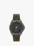HUGO 1530286 Men's Fresh Chronograph Leather Strap Watch, Green/Grey