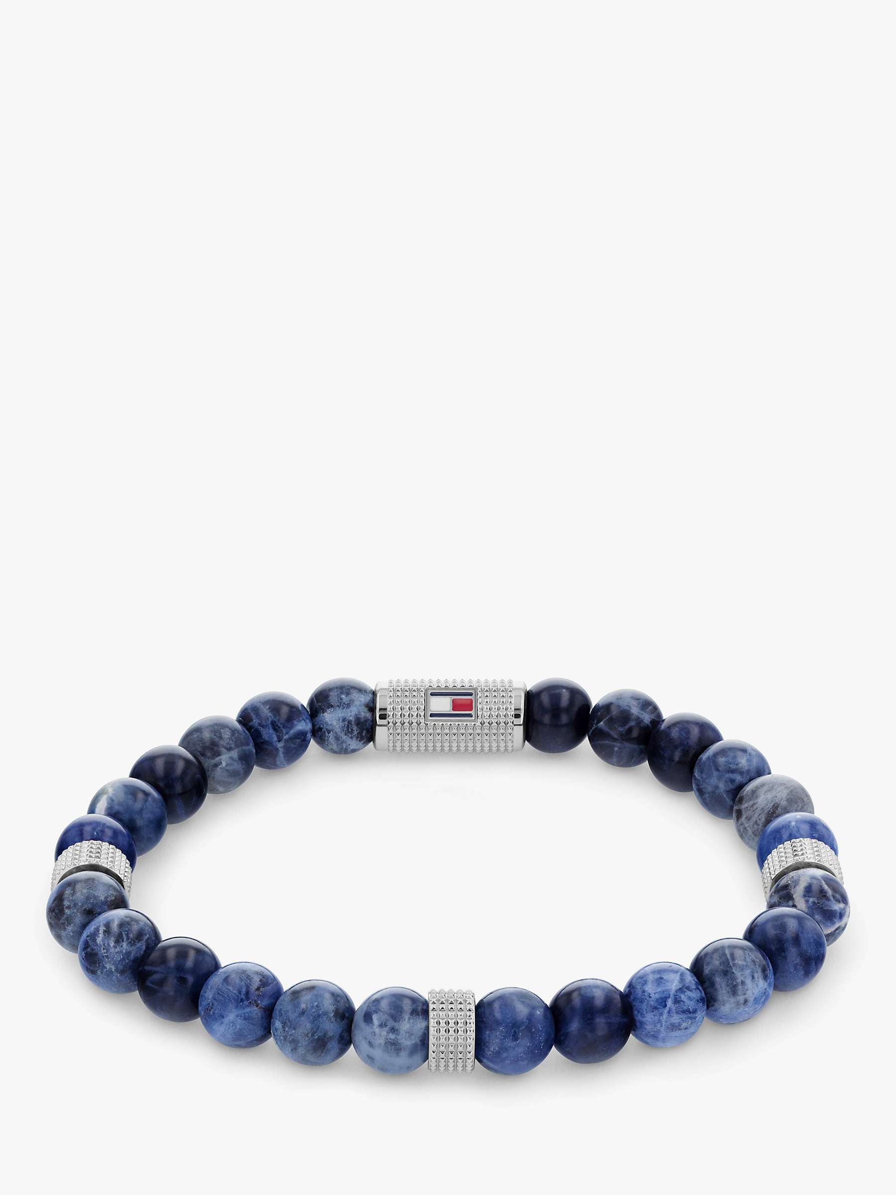 Buy Tommy Hilfiger Men's Stone Beaded Bracelet, Silver/Blue Online at johnlewis.com