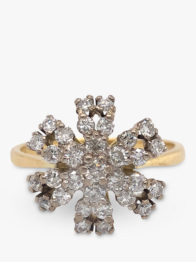 Vintage Fine Jewellery Second Hand 18ct Yellow & White Gold Asterik Diamond Ring, Dated 1977