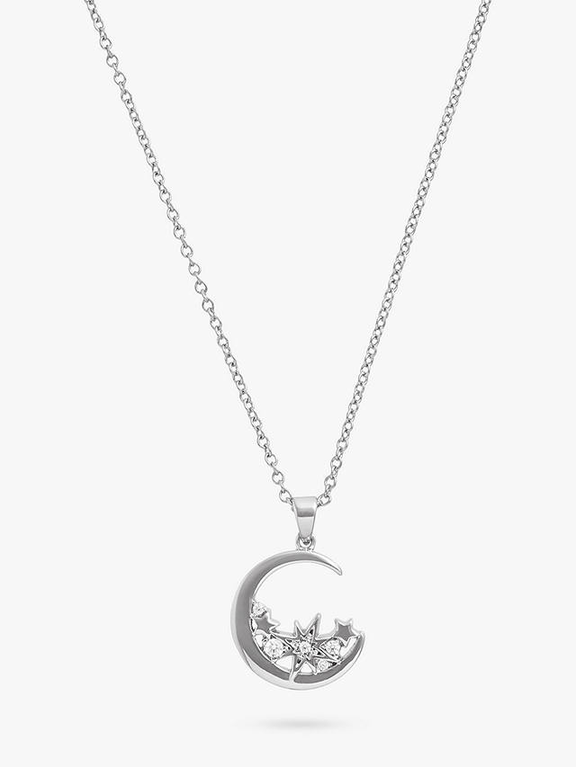Olivia Burton Sterling Silver Celestial Cluster Moon Necklace, Silver