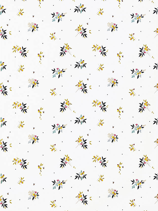 Sara Miller Lemon Cluster Sateen Furnishing Fabric, White