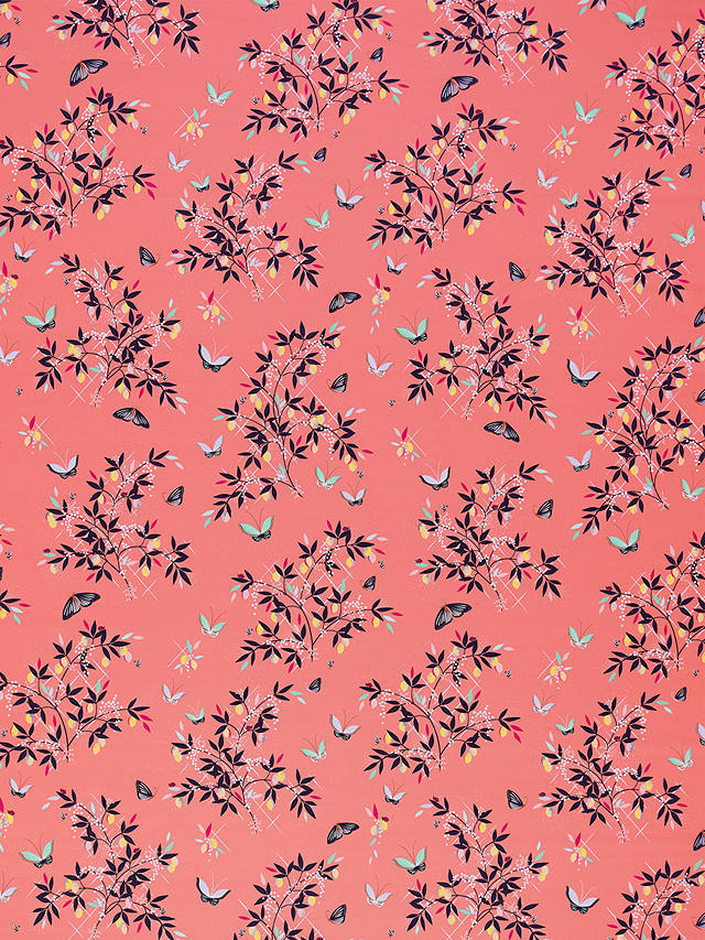 Sara Miller Butterflies and Trellis Sateen Furnishing Fabric, Peach