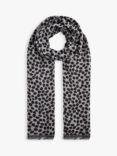 John Lewis Recycled Poly Painted Spot Print Scarf, Grey/Black